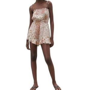 Zara White and Red Floral Romper